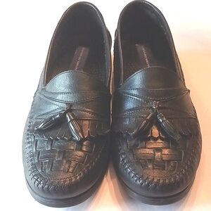GIORGIO Brutini Mens Black Tassels Slip-On Loafers Size 9.5 Wide